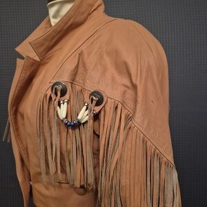 Vintage Lloyd's Leather Tan Fringe Skirt & Jacket Set